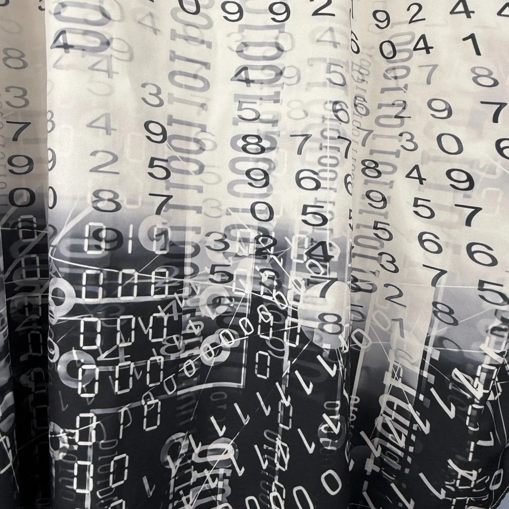 Y2K Math Button Down Shirt 3XL Digital Matrix Binary Code Print Short Sleeve